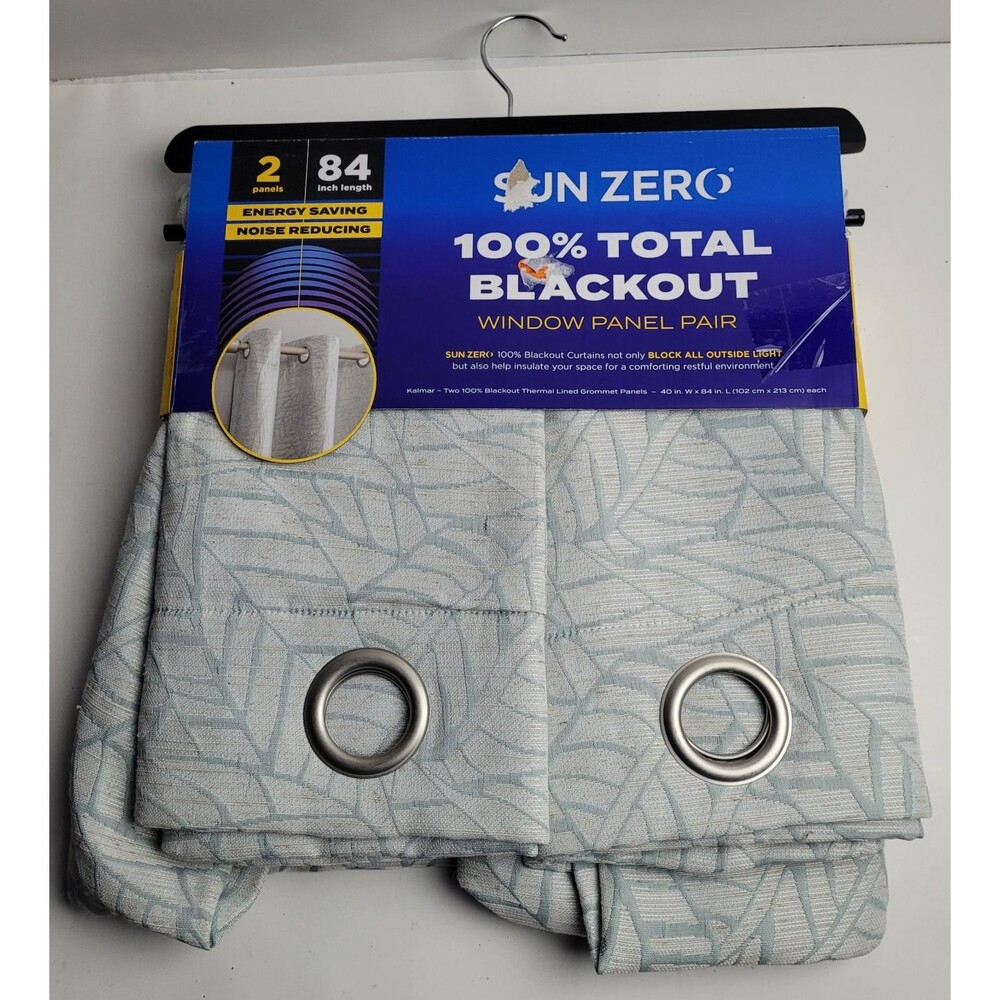 Sun Zero 2-Pack 100% Blackout Theater Grade Norway Grommet 2 Panels Aqua "40x84"